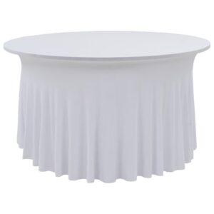 Table ronde avec nappe plissée dimension 120cm x 120 cm