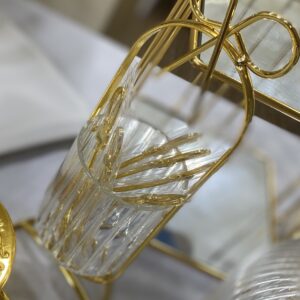 Porte cuillère avec 6 petites cuillères dorés